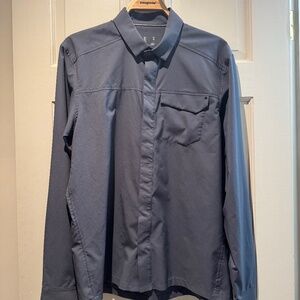 Arc'teryx Skyline-LS snap closure dress/casual/travel shirt-medium-drk blue